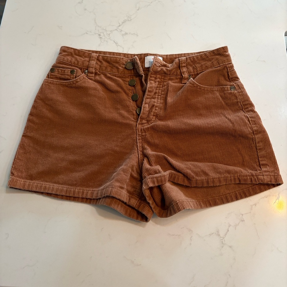 High Waist Corduroy Shorts in Copper